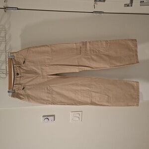 H&M Women's Tan 100% Cotton Wide-leg Cargo Pants (Size 4/US S)